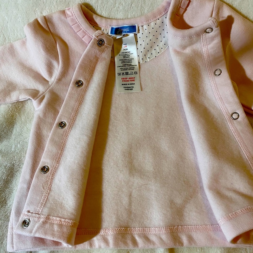 NWT Jacadi Baby pink Pile Cardigan